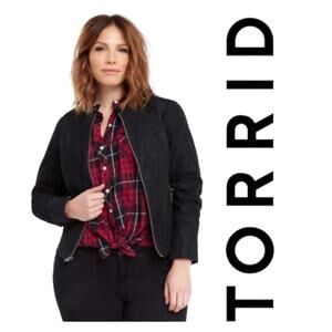 New TORRID Black Coated Biker Moto Jacket Size 2